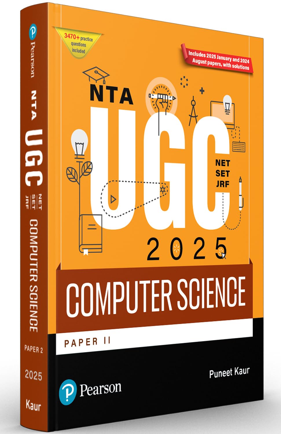 UGC NET & JRF Computer Science 2025 – Paper 2 Guide by Pearson | Includes Jan 2025 & Aug 2024 Solved Papers | 3470+ Practice Questions