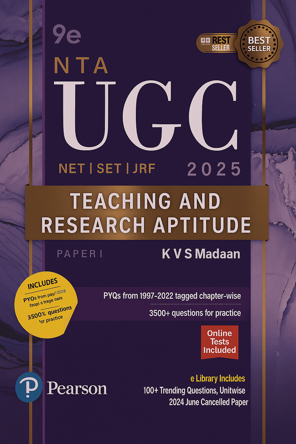 Pearson NTA UGC NET 2025 Paper 1 by KVS Madaan | Teaching & Research Aptitude | 3500+ Practice Questions | Unit-wise PYQs | NET/SET/JRF Preparation Book with Online Tests (Pearson MyInsights)
