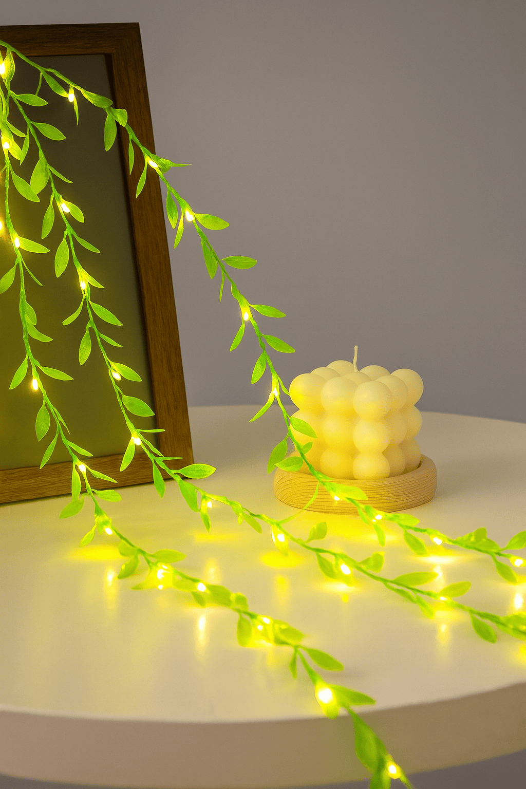 LeafDiya® 200 LED Artificial Leaf Curtain Lights – 8 Modes, Dimmable Fairy Lights for Bedroom, Garden & Festive Decoration (10x3 Ft, Green) Thumbnail 6