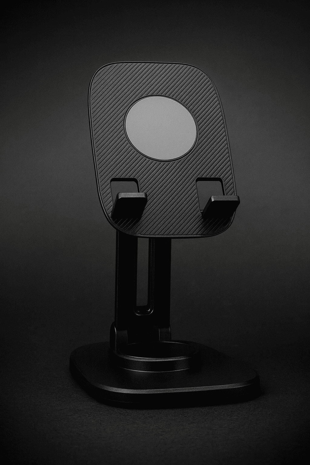 Mount 360° Rotating Metal Foldable Phone Stand – Heavy-Duty Universal Desktop Holder (Black)