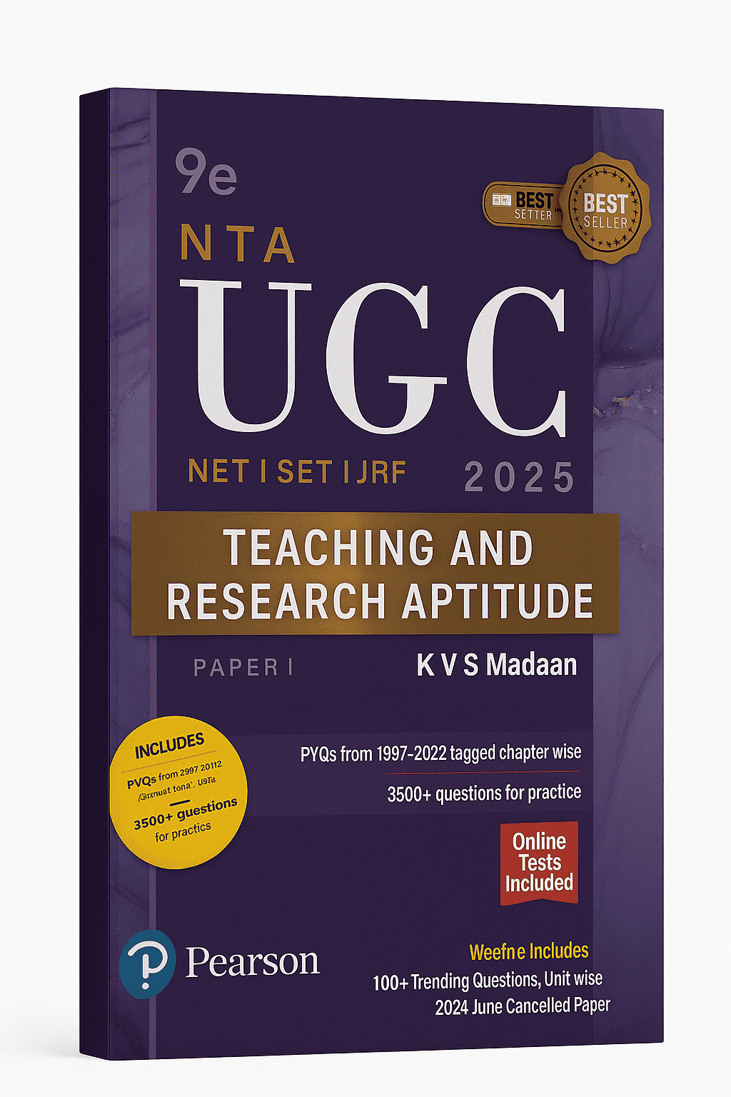 Pearson NTA UGC NET 2025 Paper 1 by KVS Madaan | Teaching & Research Aptitude | 3500+ Practice Questions | Unit-wise PYQs | NET/SET/JRF Preparation Book with Online Tests (Pearson MyInsights) Thumbnail 2