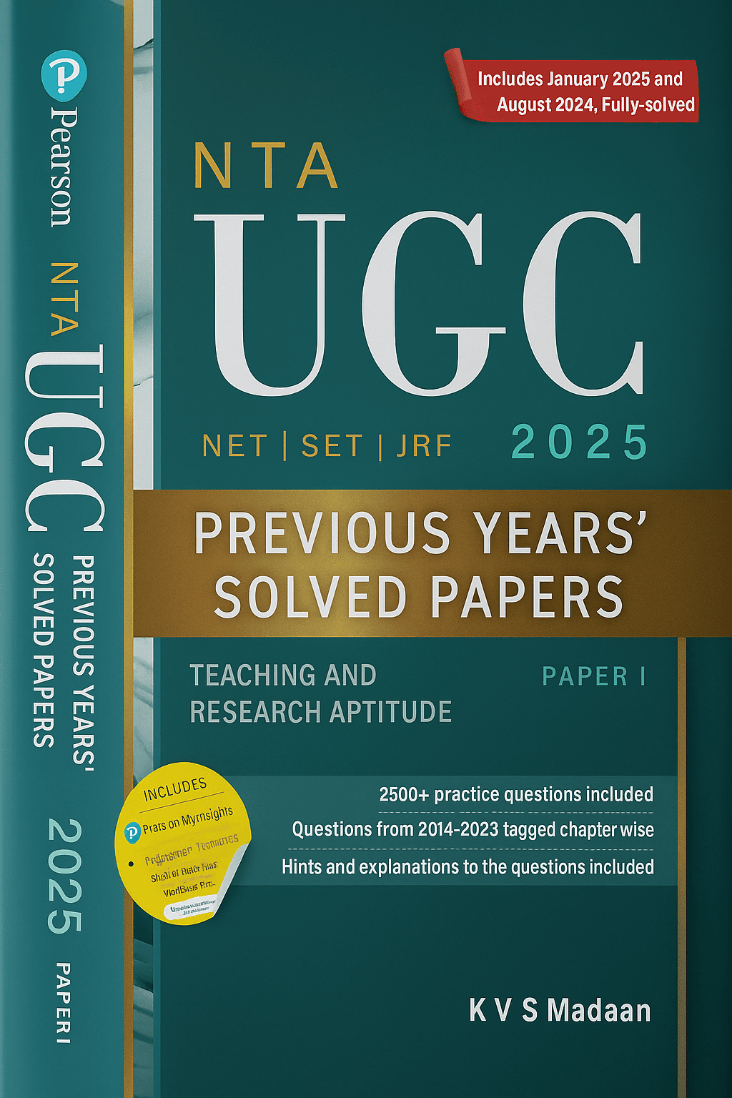 Pearson NTA UGC NET | SET | JRF Paper 1 – Teaching & Research Aptitude (2025 Edition) | Previous Years’ Solved Papers (Jan 2025 & Aug 2024) + Online Practice Tests | 5th Edition
