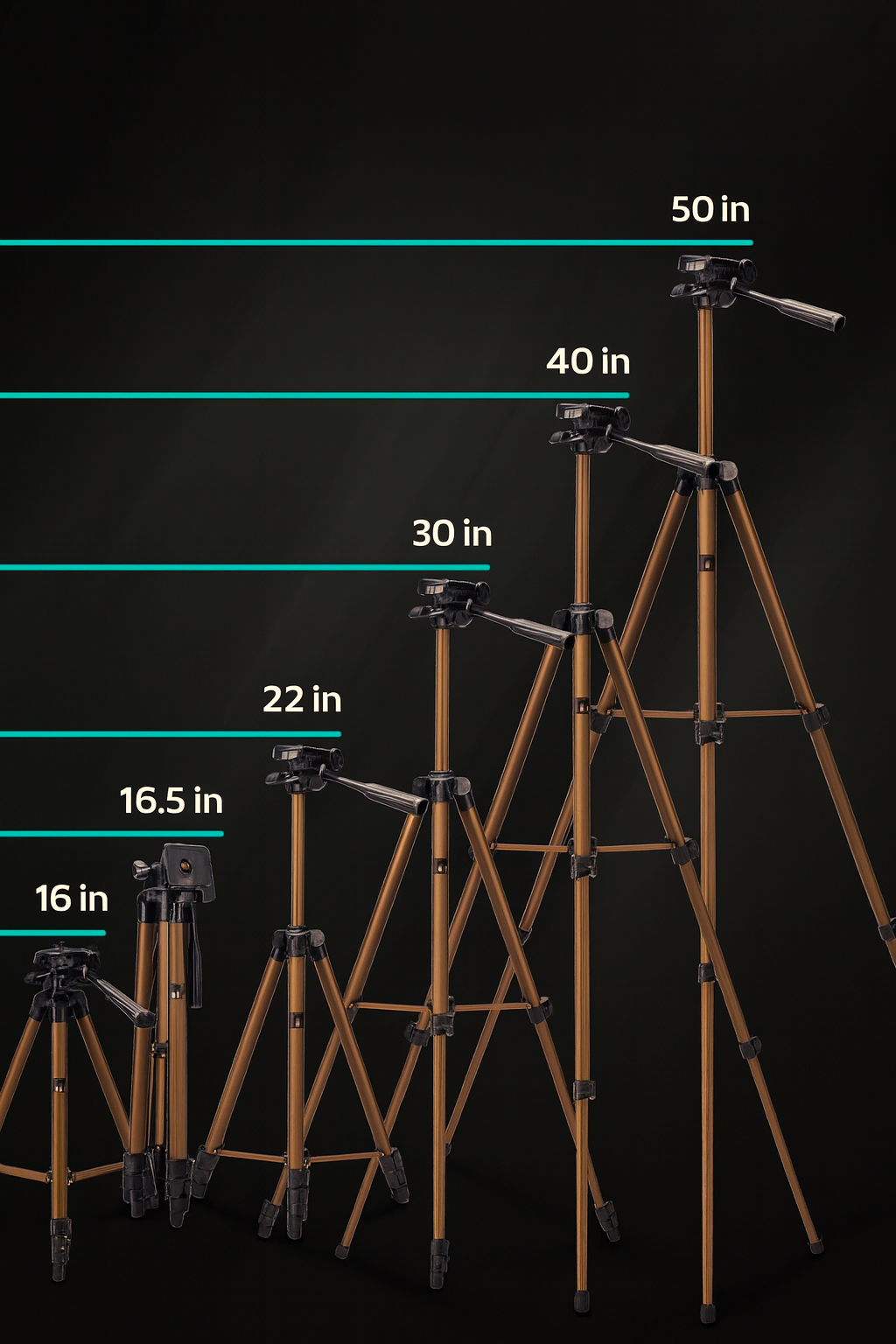 Premium 52-Inch Aluminum Camera Tripod with Smartphone Holder, GoPro Mount & Carry Bag – Lightweight Universal Stand for iPhone, Android, DSLR & Action Cameras (Max Height 133cm) Thumbnail 5