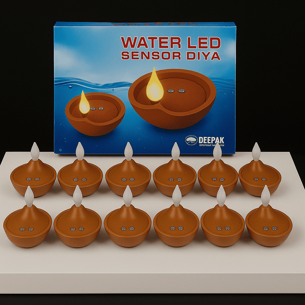 LED Floating Water Sensor Diyas – Waterproof Reusable Decorative Lights for Diwali, Pooja, Weddings, Parties, Home & Office Décor (Pack of 12) Thumbnail 5