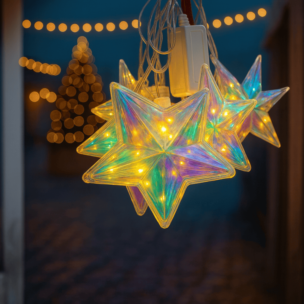 “Star LED String Lights for Decoration | 3 Meter Fairy Light Chain with 10 Multi-Color Stars | Indoor Outdoor Decorative Lighting for Home, Diwali, Christmas & Parties”