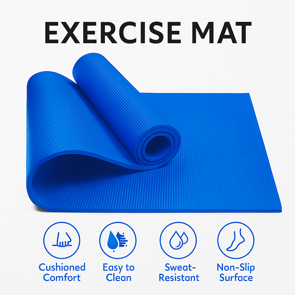 Quick Shel EVA Eco-Friendly Anti-Slip Yoga Mat for Home Workout, Exercise & Fitness – 6mm Thick with Carry Bag (Blue) Thumbnail 2