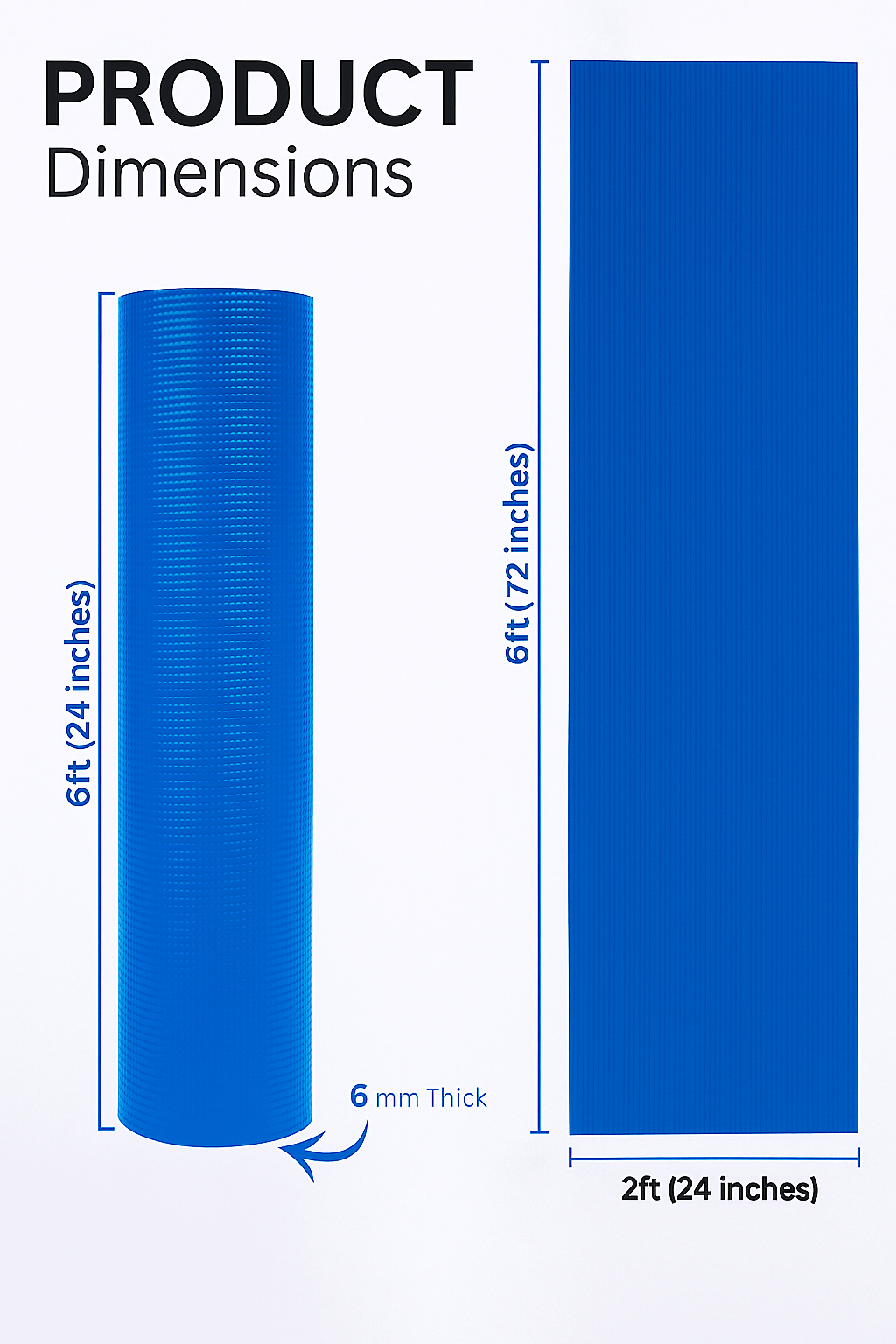 Quick Shel EVA Eco-Friendly Anti-Slip Yoga Mat for Home Workout, Exercise & Fitness – 6mm Thick with Carry Bag (Blue) Thumbnail 3