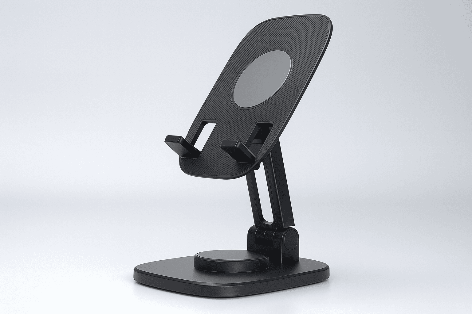 Mount 360° Rotating Metal Foldable Phone Stand – Heavy-Duty Universal Desktop Holder (Black) Thumbnail 3