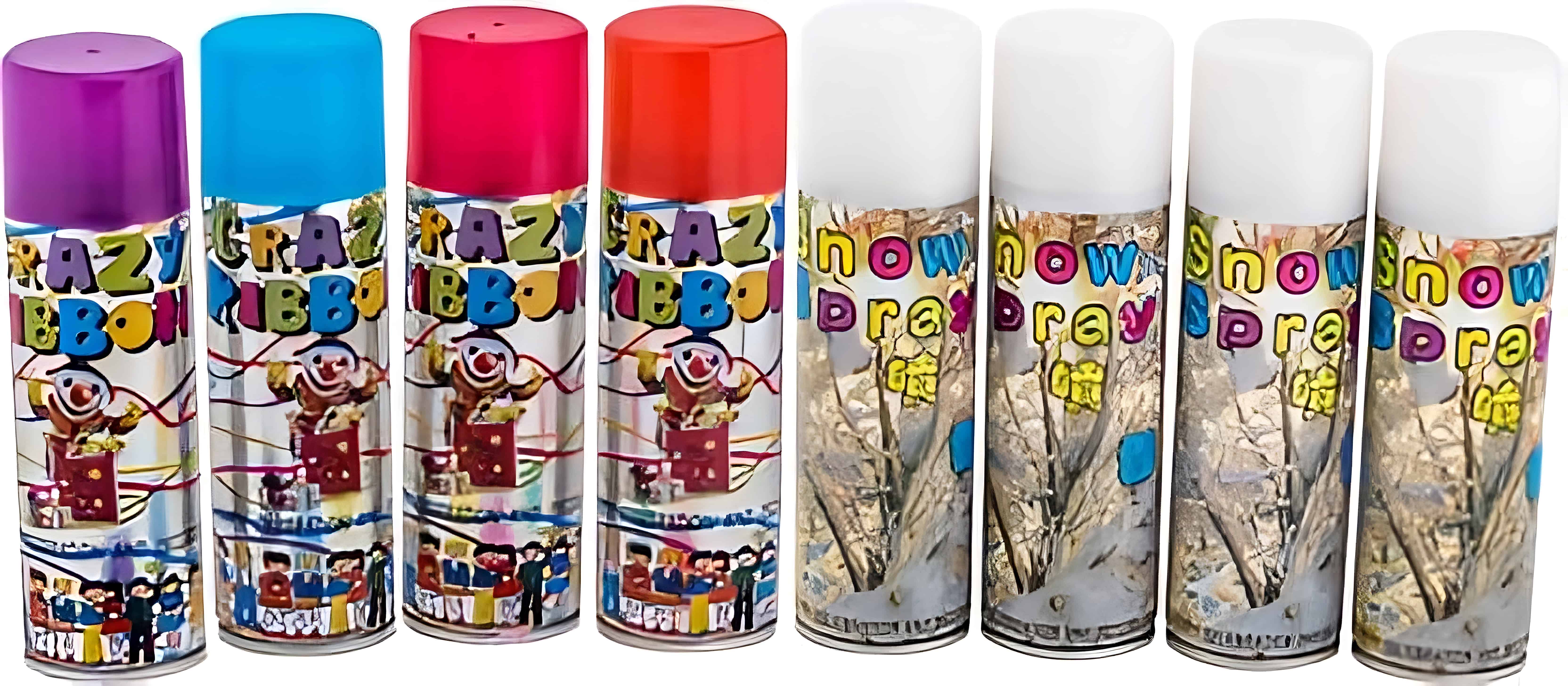 ENJOY 200ml Snow Spray & Ribbon Combo Pack (Set of 8) | Decorative Party Spray for Festivals, Weddings, and Fun Events